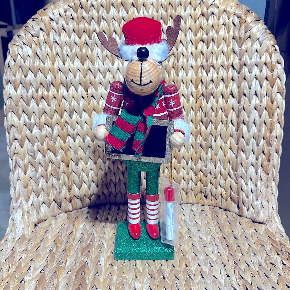 Reindeer Nutcracker with Chalkboard
